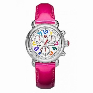 Michele Signature CSX 36 Carousel White Enamel Dial Pink Patent Leather Ladies Watch MWW03M000129