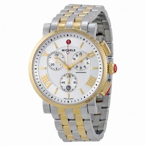 Michele Sport Sail Large Chronograph White Dial Two-tone Ladies Watch MWW01K000103