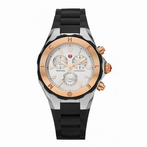 Michele Tahitian Jelly Bean Silver Dial Black Silicone Ladies Watch MWW12F000059