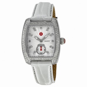 Michele Urban Mini Silver Dial White Leather Ladies Watch MWW02A000562