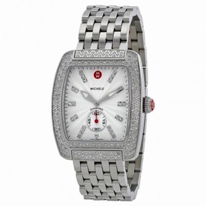 Michele Urban Silver White Dial Stainless Steel Diamond Ladies Watch MWW02T000002