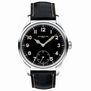 Montblanc 1858 Black Dial Leather Strap Men's Watch 113860