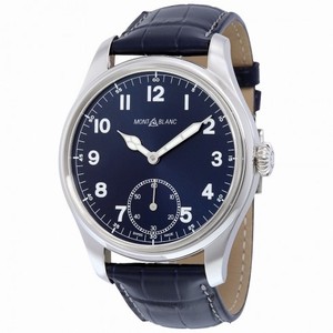 Montblanc 1858 Blue Dial Blue Leather Men's Watch 113702