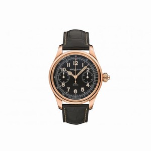 Montblanc 1858 Chronograph Tachymeter 18K Red Gold Leather Men's Watch 112637