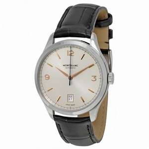 Montblanc Heritage Chronom��trie Automatic Silvery-White Dial Black Leather Strap Men's Watch 112520