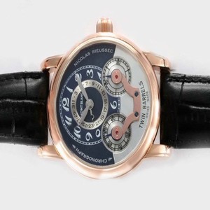 Montblanc Nicolas Rieussec Chronograph 102337 Rose Gold Bezel Rose Gold Case Blue Dial Watch