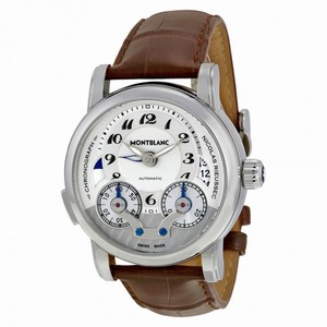 Montblanc Nicolas Rieussec Chronograph Silver Dial Brown Leather Men Watch 104273