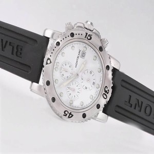 Montblanc Sport Chronograph 35777 Black Rubber Strap White Dial Round Watch