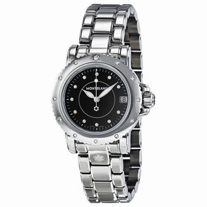 Montblanc Sport Diamond Black Dial Stainless Steel Ladies Watch 102363