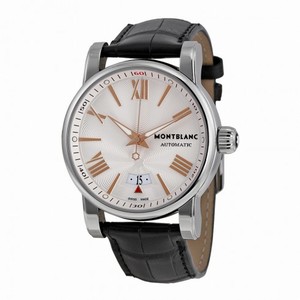 Montblanc Star 4810 Automatic Silver Guilloche Dial Black Leather Men's Watch 105858