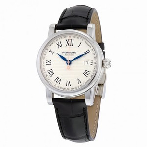 Montblanc Star White Dial Black Leather Men's Watch 113644
