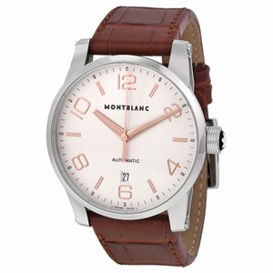 Montblanc Timewalker Automatic Silver Dial Brown Leather Men's Watch 101550