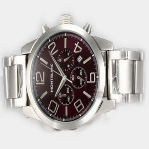 Montblanc Timewalker Chronograph 09669 Round Stainless Steel Case Brown Dial Watch