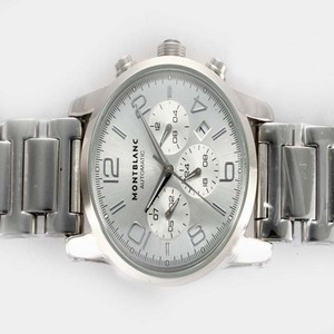 Montblanc Timewalker Chronograph 09669 Round White Stainless Steel Strap Mens Watch