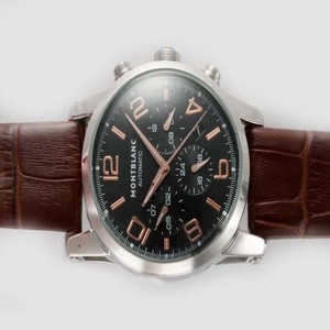 Montblanc Timewalker Chronograph 09670 Mens Brown Crocodile Leather Strap Watch
