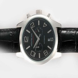 Montblanc Timewalker Chronograph 36973 Black Crocodile Leather Strap Midsize 43mm Watch