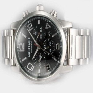 Montblanc Timewalker Chronograph 9668 43mm White Stainless Steel Strap Black Dial Watch