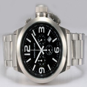Montblanc Timewalker Chronograph 9668 Silver Stainless Steel Strap Black Dial 45mm Watch
