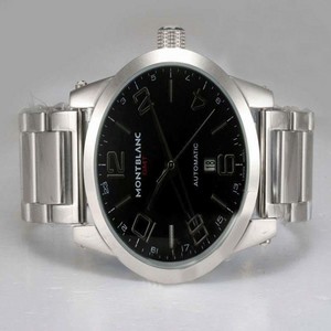 Montblanc Timewalker GMT 36064 Stainless Steel Bezel Stainless Steel Case Black Dial Watch