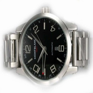 Montblanc Timewalker GMT 36064 Stainless Steel Case Stainless Steel Bezel Black Dial Watch