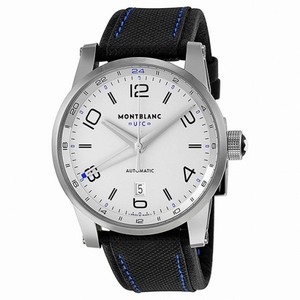 Montblanc Timewalker Voyager UTC Silver Dial Black Leather Men's Watch 109333