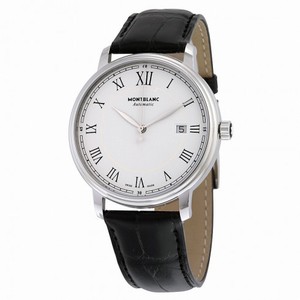Montblanc Tradition Automatic White Dial Black Leather Men's Watch 112609
