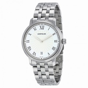 Montblanc Tradition Date White Guilloche Dial Stainless Steel Men's Watch 112636