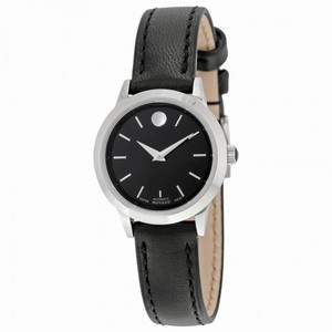 Movado 1881 Automatic  Black Dial Black Leather Ladies Watch 0606923