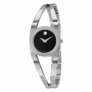 Movado Amorosa Stainless Steel Black Dial Ladies Watch 0606394
