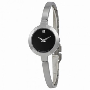 Movado Bela Black Dial Stainless Steel Bangle Ladies Watch 0606595