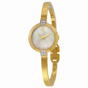 Movado Bela Mother of Pearl Diamond Gold PVD Stainless Steel Ladies Watch 0607000