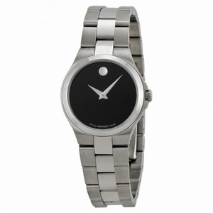 Movado Black Dial Stainless Steel Ladies Watch 0606558