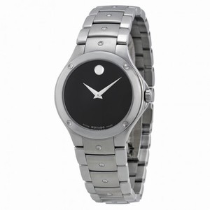 Movado Black Dial Stainless Steel Ladies Watch 606655