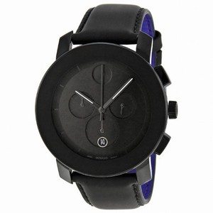 Movado Bold Black Dial Chronograph Leather Men's Watch 3600089