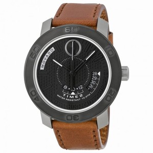 Movado Bold Black Honeycomb-Textured Dial Brown Leather Men's Watch 3600361