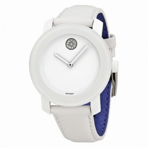 Movado Bold Crystal Accent White Leather Watch 3600043