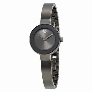 Movado Bold Crystal Marker Gunmetal Plated Bangle Ladies Watch 3600324