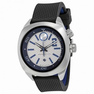 Movado Bold Derek Jeter Captain Series Silver and Blue Dial Black Silicone Men's Watch 3600264