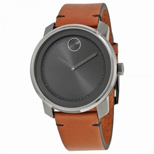 Movado Bold Grey Dial Brown Leather Men's Watch 3600366