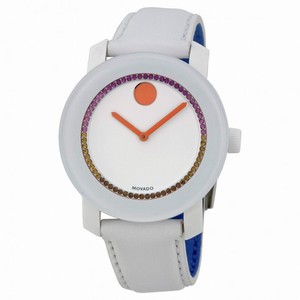 Movado Bold White Dial White Leather Ladies Watch 3600250