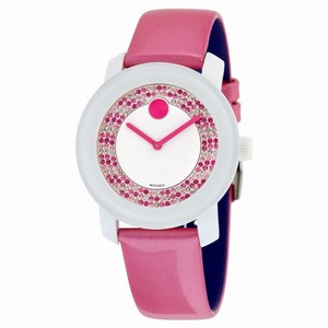 Movado Bold White Dial with Pink Pav�� Crystal Dial Ladies Watch 3600319