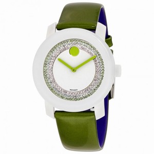 Movado Bold White With Light Green Pav�� Crystals Dial Ladies Watch 3600316