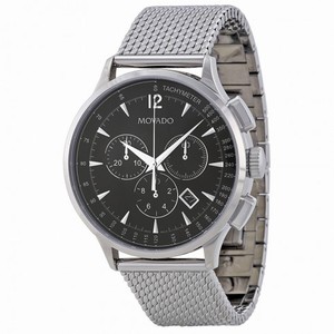 Movado Circa Chronograph Black Dial Stainless Steel Mesh Men's Watch 0606803
