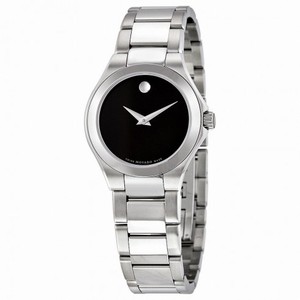 Movado Defio Black Dial Ladies Stainless Steel Watch 0606334