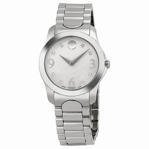 Movado Diamond Mother of Pearl Dial Stainless Steel Ladies Watch 0606696