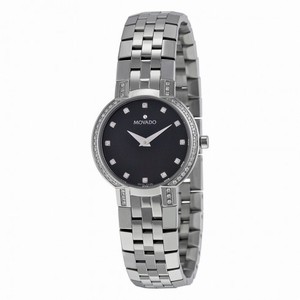 Movado Faceto Diamond Steel Ladies Watch 0605586