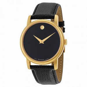 Movado Museum Black Dial Black Leather Men's Watch 2100005