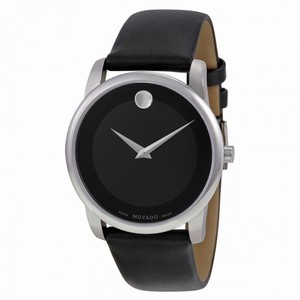 Movado Museum Black Dial Black Leather Strap Men's Watch 0606502