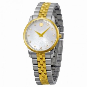 Movado Museum Mother of Pearl Diamond Dial Two-Tone Steel Ladies Watch 0606613