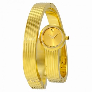 Movado Museum Wrap Yellow Gold Soleil Dial Ladies Dress Watch 0606806